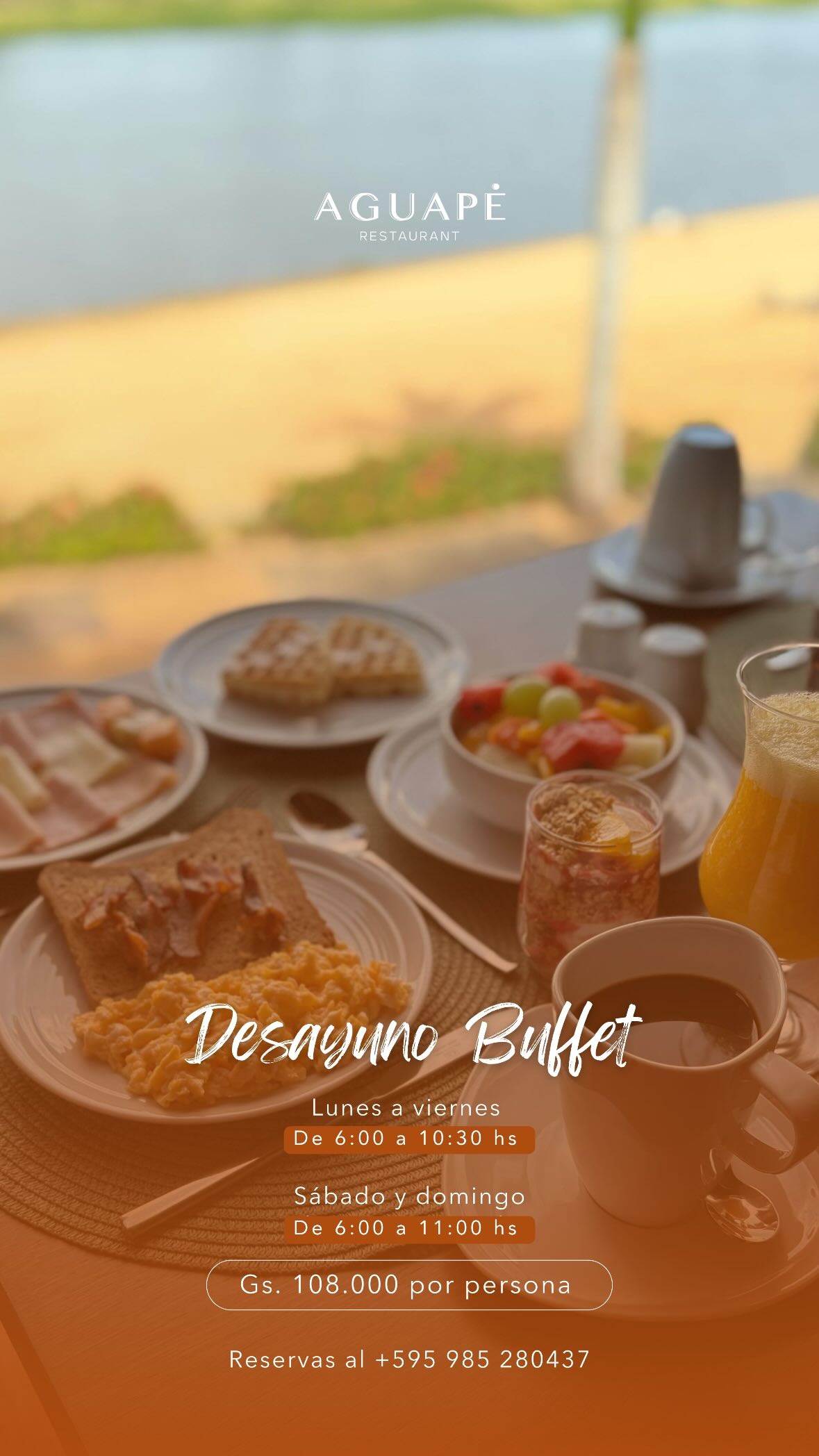 Desayuno buffet de Aguapé con vista al río